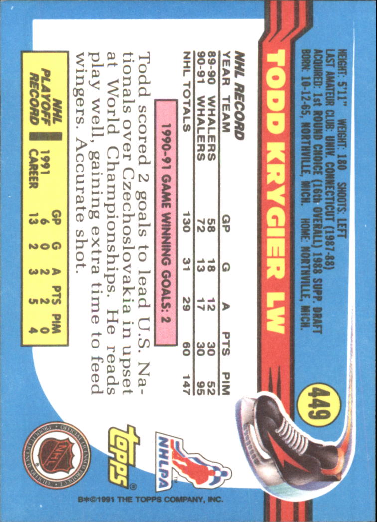 A8403- 1991-92 Topps Hockey Cards 401-528 +Inserts -You Pick- 15+ FREE US SHIP - Picture 91 of 247