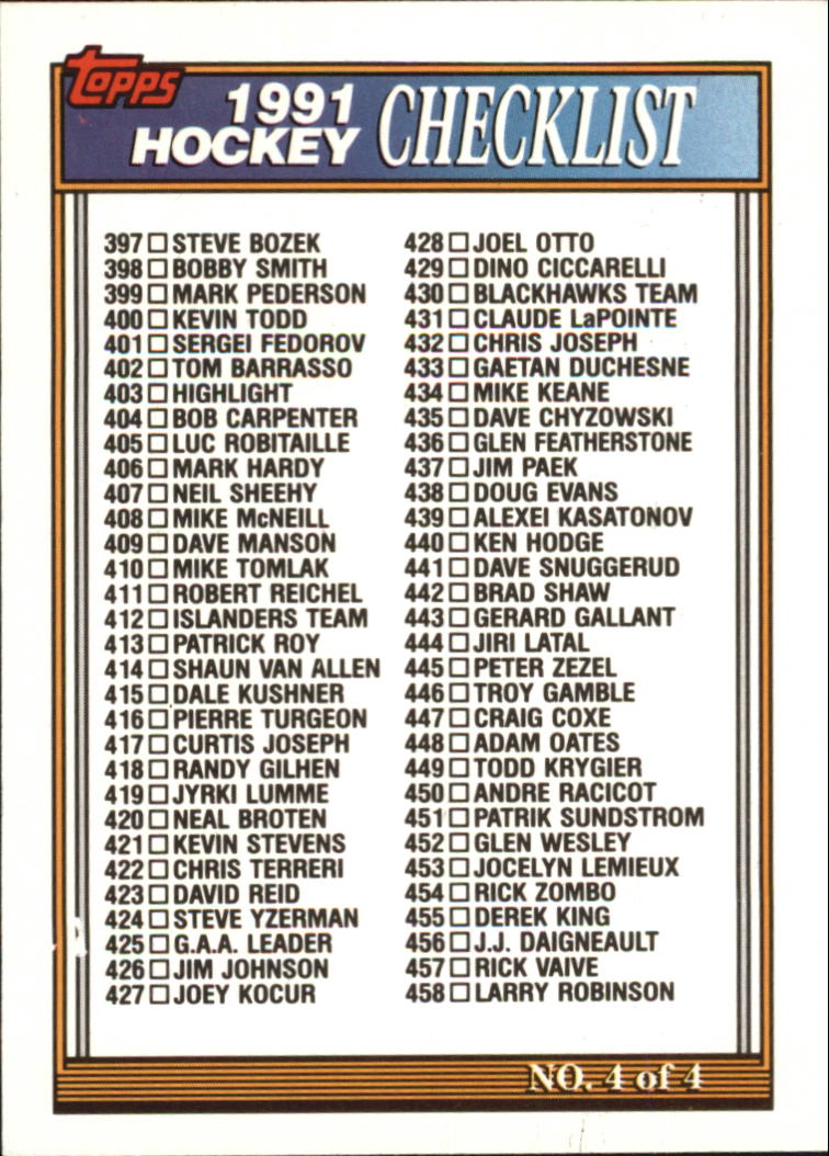 A8403- 1991-92 Topps Hockey Cards 401-528 +Inserts -You Pick- 15+ FREE US SHIP - Picture 236 of 247