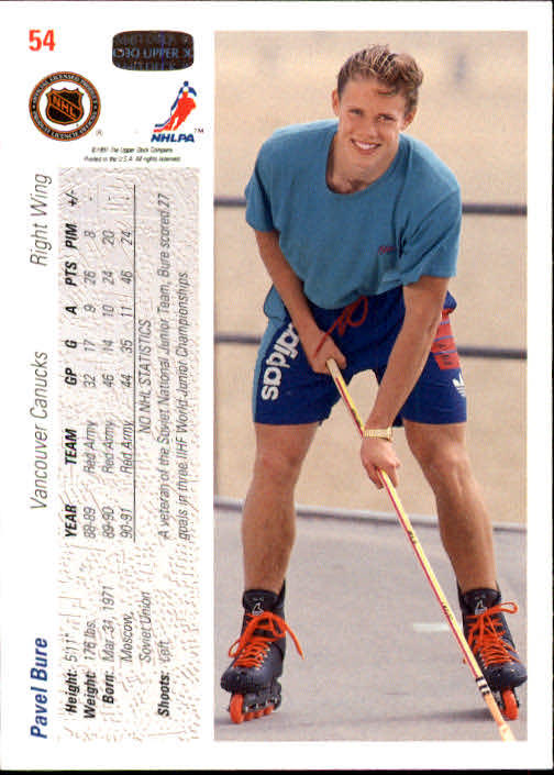 1991-92 Upper Deck #54 Pavel Bure back image