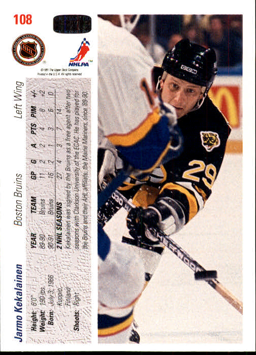 A7264- 1991-92 Upper Deck Hockey #s 1-250 +Rookies -You Pick- 15+ FREE US SHIP - Picture 203 of 483