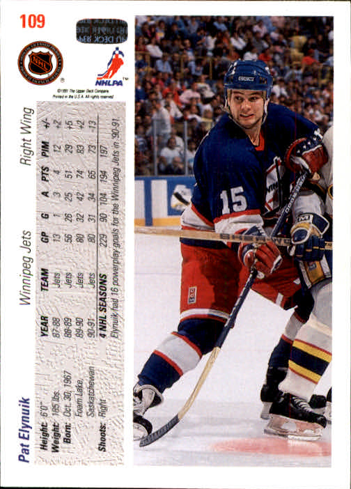 1991-92 Upper Deck #109 Pat Elynuik back image