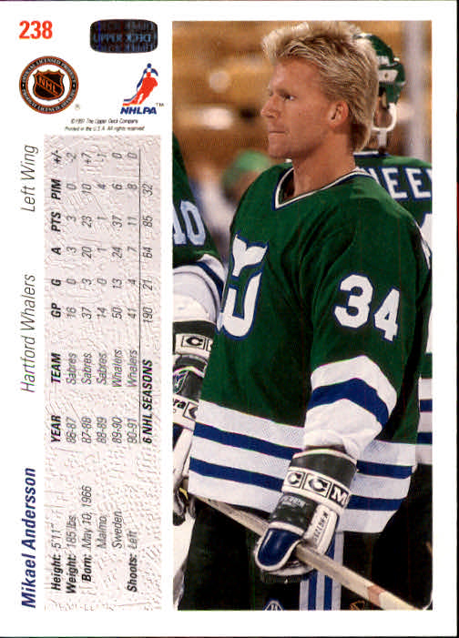1991-92 Upper Deck #238 Mikael Andersson back image