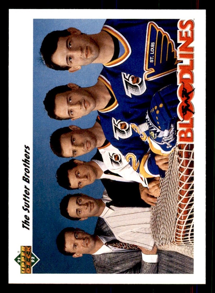 1991-92 Upper Deck #645 The Sutter Brothers/Brian Sutter/Duane Sutter/Darryl Sutter/Brent Sutter/Rich Sutter/Ron Sutter