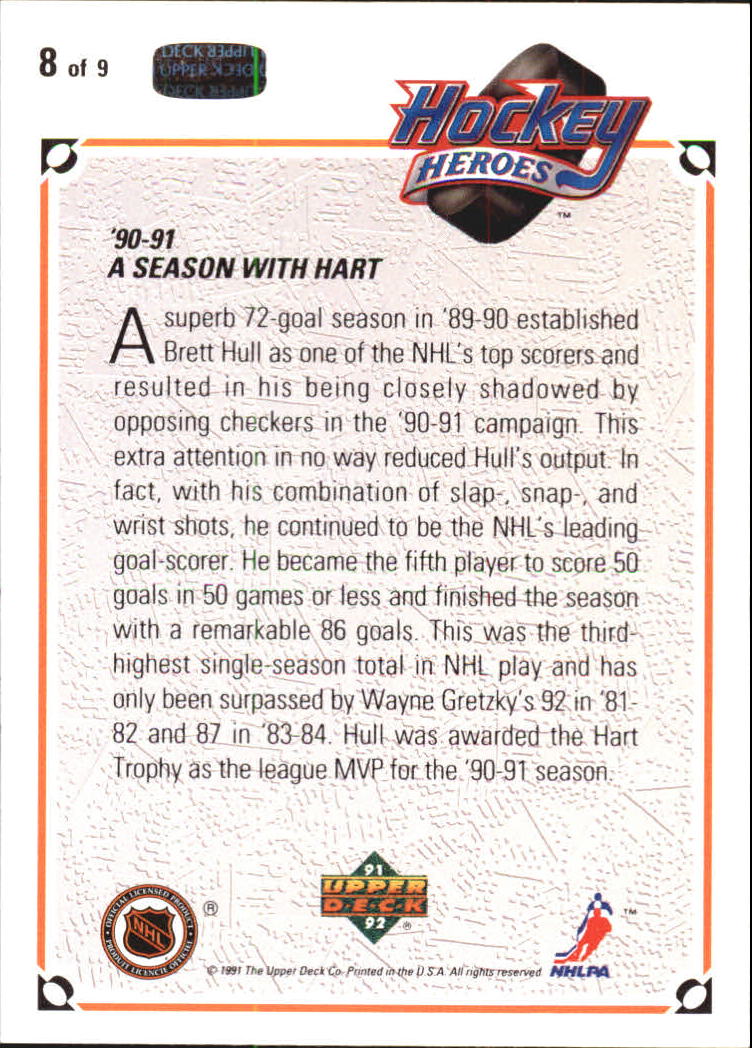 1991-92 Upper Deck Brett Hull Heroes #8 Brett Hull/A Season With Hart back image