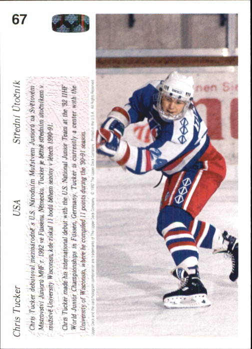 1991-92 Upper Deck Czech World Juniors #67 Chris Tucker back image