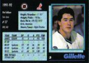 1991-92 Gillette #3 Pat Falloon back image