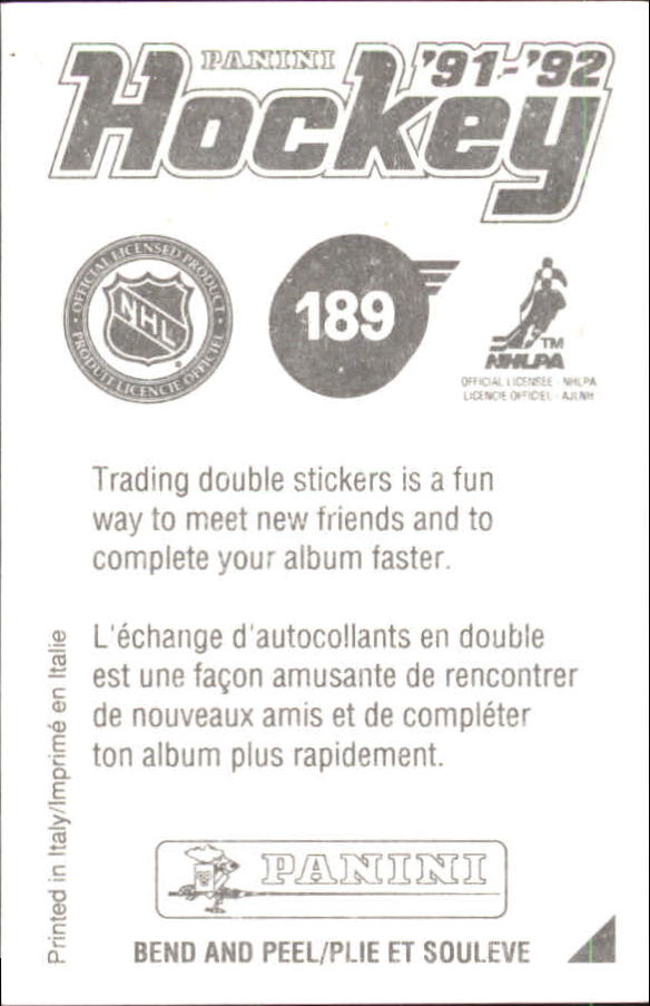 1991-92 Panini Stickers #189 Eric Desjardins back image