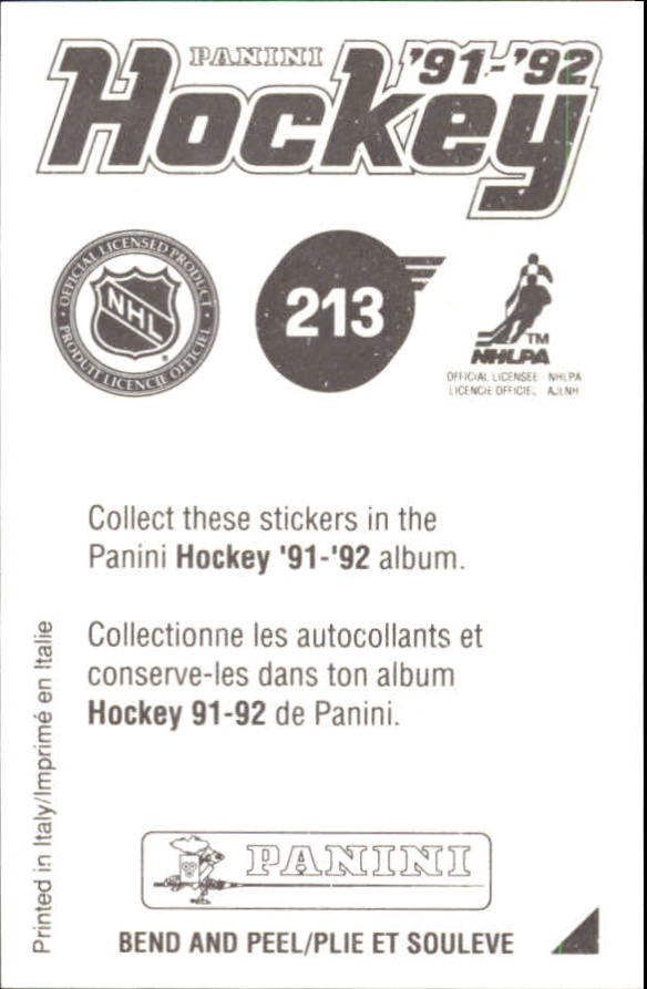 1991-92 Panini Stickers #213 John MacLean back image