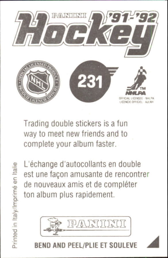 1991-92 Panini Stickers #231 Mike Ricci back image