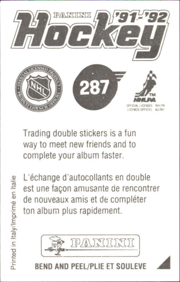 1991-92 Panini Stickers #287 James Patrick back image
