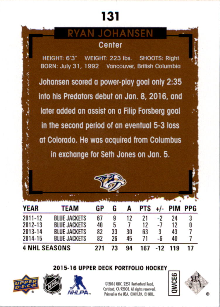 B1737- 2015-16 Upper Deck Portfolio Hockey #S 1-200 -du Pick- 15 + Gratis US - Bild 237 von 363