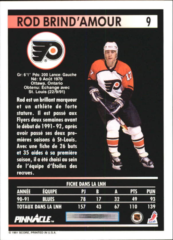 1991-92 Pinnacle French #9 Rod Brind'Amour back image