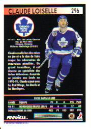 1991-92 Pinnacle French #296 Claude Loiselle back image
