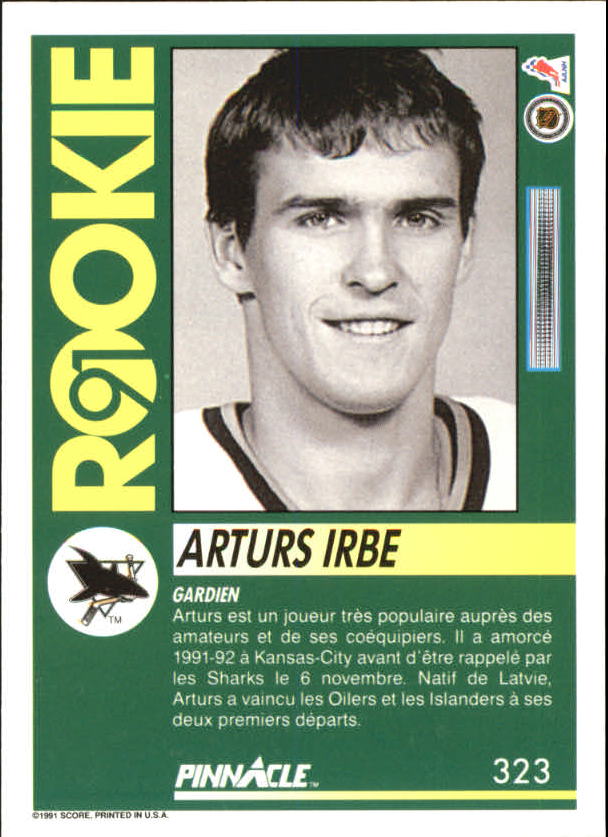 1991-92 Pinnacle French #323 Arturs Irbe back image