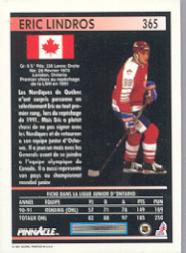 1991-92 Pinnacle French #365 Eric Lindros back image