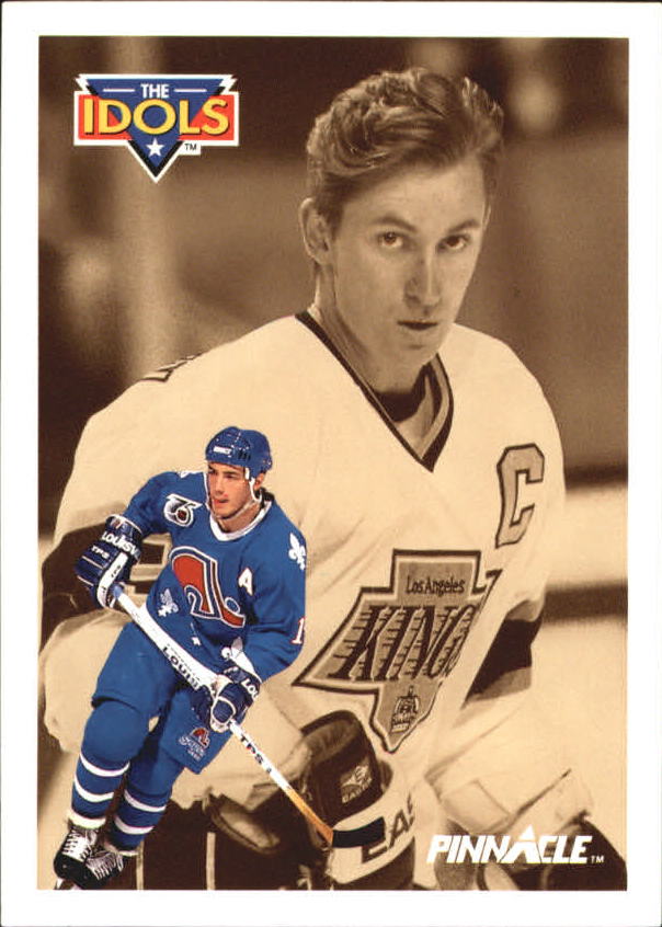 1991-92 Pinnacle French #381 Joe Sakic IDOL/(Wayne Gretzky)