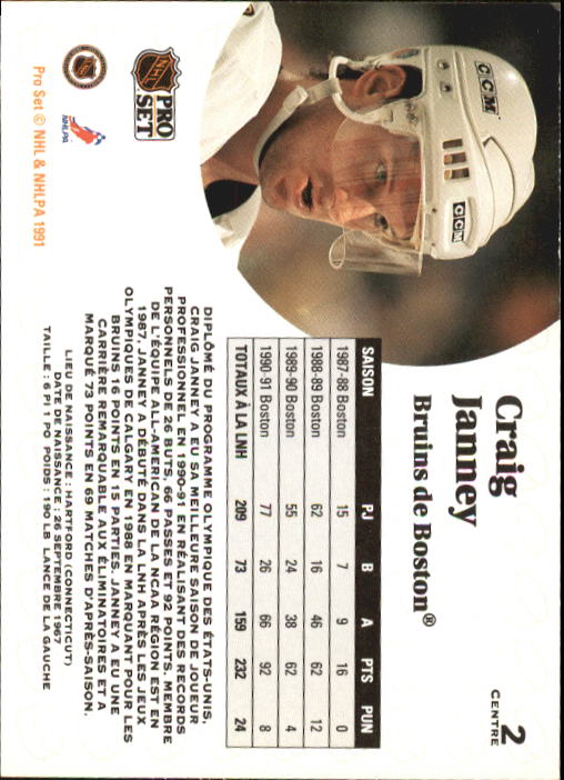 1991-92 Pro Set French #2 Craig Janney back image