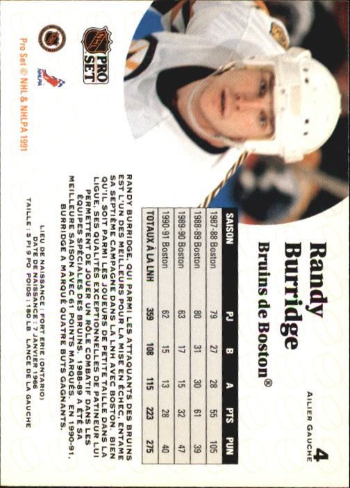 1991-92 Pro Set French #4 Randy Burridge back image