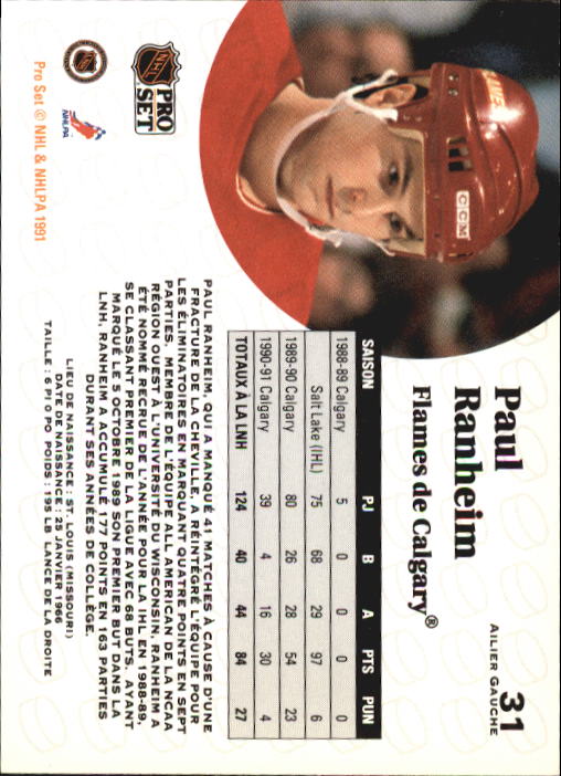 1991-92 Pro Set French #31 Paul Ranheim back image