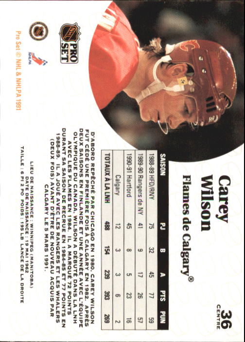 1991-92 Pro Set French #36 Carey Wilson back image