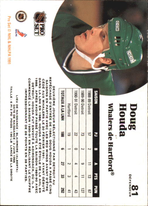 1991-92 Pro Set French #81 Doug Houda back image