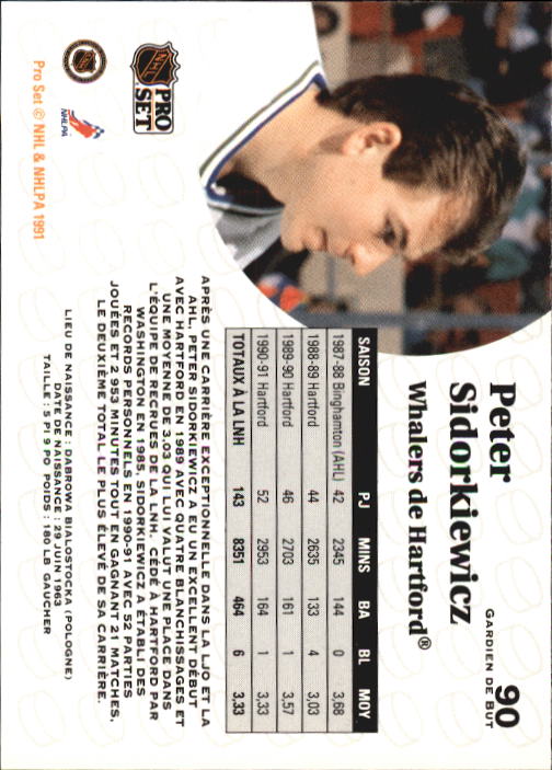 1991-92 Pro Set French #90 Peter Sidorkiewicz back image