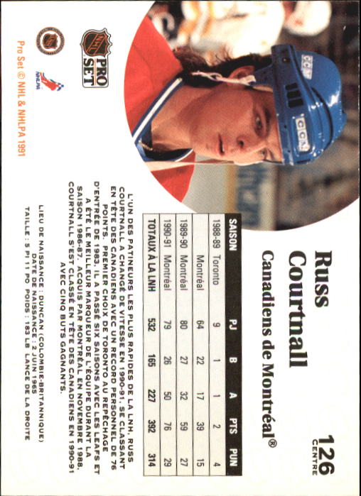 1991-92 Pro Set French #126 Russ Courtnall back image