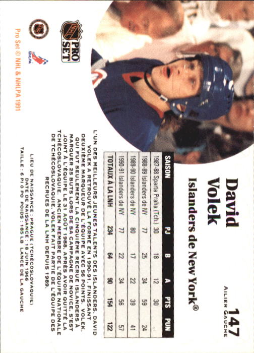 1991-92 Pro Set French #147 David Volek back image