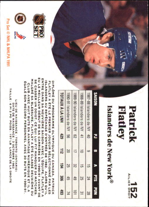 1991-92 Pro Set French #152 Pat Flatley back image