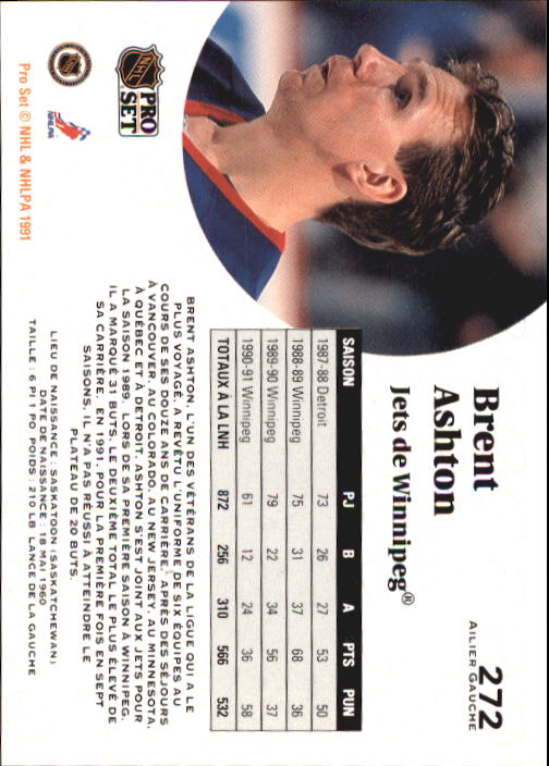 1991-92 Pro Set French #272 Brent Ashton back image