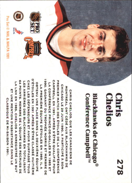 1991-92 Pro Set French #278 Chris Chelios AS back image