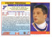 1991-92 Score Canadian English #23 Vincent Riendeau back image