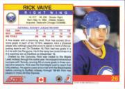 1991-92 Score Canadian English #26 Rick Vaive back image