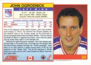 1991-92 Score Canadian English #36 John Ogrodnick back image