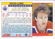1991-92 Score Canadian English #109 Kevin Lowe back image