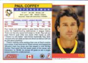 1991-92 Score Canadian English #115 Paul Coffey back image