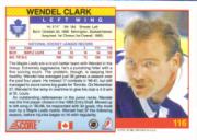 1991-92 Score Canadian English #116 Wendel Clark back image