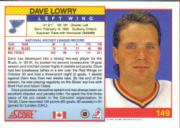 1991-92 Score Canadian English #149 Dave Lowry back image