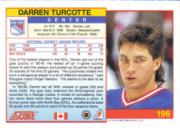 1991-92 Score Canadian English #196 Darren Turcotte back image