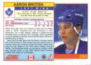 1991-92 Score Canadian English #250 Aaron Broten back image
