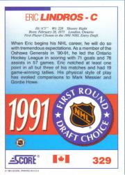 1991-92 Score Canadian English #329 Eric Lindros Draft back image