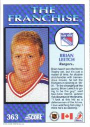 1991-92 Score Canadian English #363 Brian Leetch FP back image