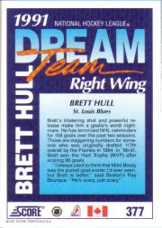 1991-92 Score Canadian English #377 Brett Hull DT back image