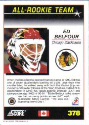 1991-92 Score Canadian English #378 Ed Belfour ART back image