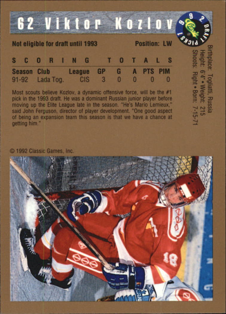 A8499- 1992 Classic Hockey Card #s 1-120 +Inserts -You Pick- 15+ FREE US SHIP - Picture 103 of 202