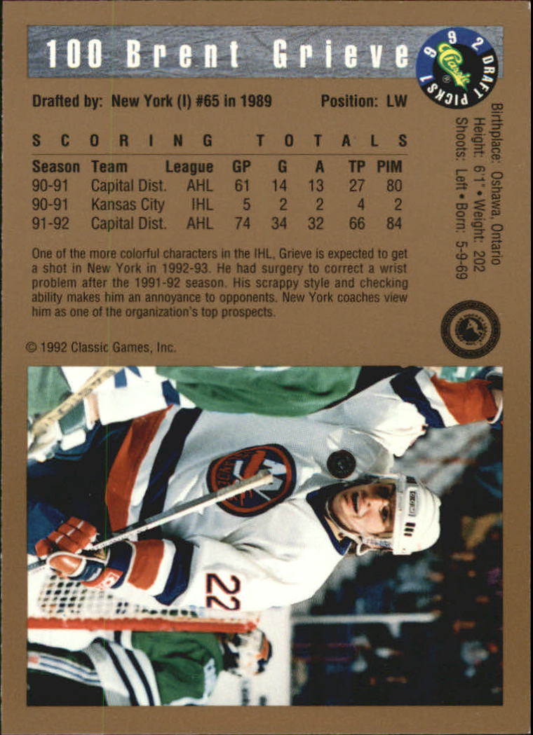 A8499- 1992 Classic Hockey Card #s 1-120 +Inserts -You Pick- 15+ FREE US SHIP - Picture 169 of 202