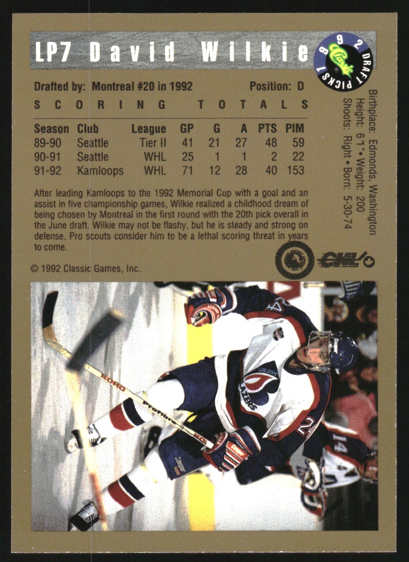 1992 Classic LPs #LP7 David Wilkie back image