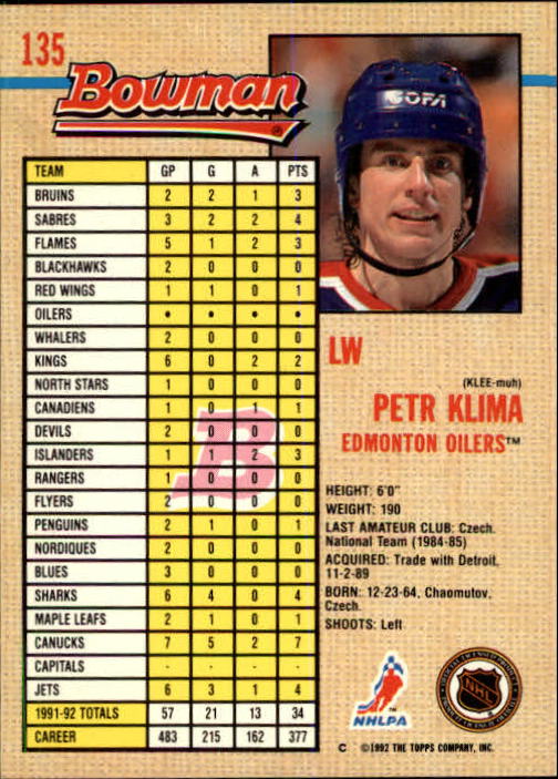 A8982- 1992-93 Bowman Hockey Karten 1-249 + Rookies -du Pick- 15 + Gratis US - Bild 261 von 407