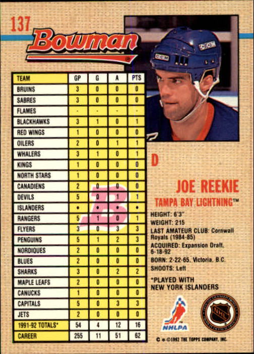 A8982- 1992-93 Bowman Hockey Karten 1-249 + Rookies -du Pick- 15 + Gratis US - Bild 263 von 407