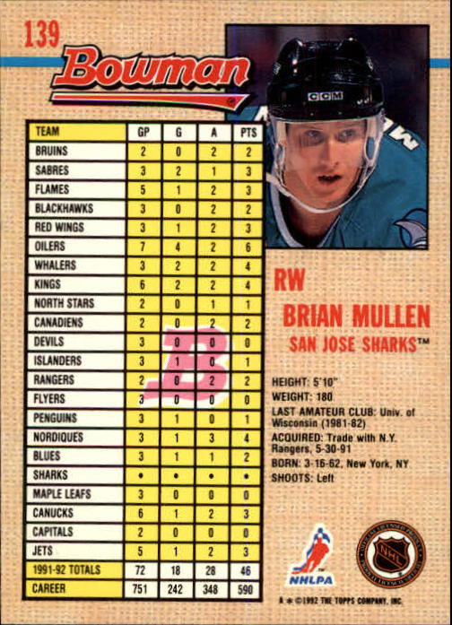 A8982- 1992-93 Bowman Hockey Karten 1-249 + Rookies -du Pick- 15 + Gratis US - Bild 267 von 407